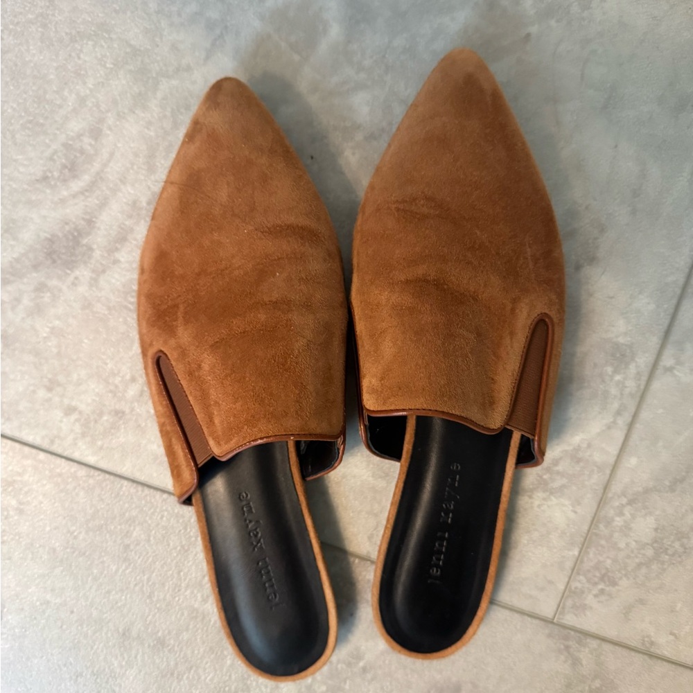 Jenni Kayne Brown Suede Mules Minimalist Design
